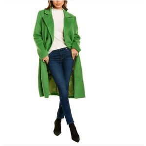 Noize Sloane Long Line Peacoat Green Vegan Wool Tweed Knit S